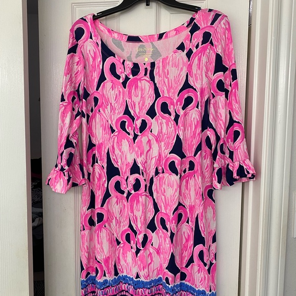 Dress, shift, Lilly pink flamingoes, size L. - Picture 2 of 5